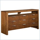 Broyhill Suede 9 Drawer Dresser in Medium Brown