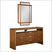 Broyhill Suede 9 Drawer Dresser with Mirror Set in Medium Brown