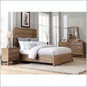 Broyhill Hampton Panel Bed 4 Piece Bedroom Set in Light Mocha Stain