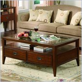 Hooker Furniture Danforth Rectangular Glass Top Cocktail Table in Medium Brown Finish