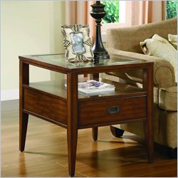 Hooker Furniture Danforth Glass Top End Table in Medium Brown Finish Best Price