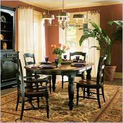 Hooker Furniture Indigo Creek Oval Dining Table in Rub-Through Black