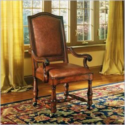Hooker Furniture Wynterhall Leather Arm Chair in Distressed Cherry