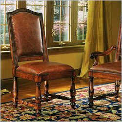 Hooker Furniture Wynterhall Leather Side Chair in Distressed Cherry
