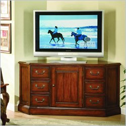 Hooker Furniture Waverly Place Corner Entertainment Console in Medium Brown Finish