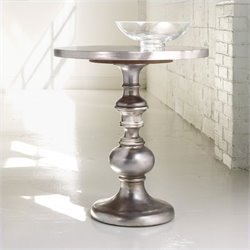 Hooker Furniture M+�-�lange Round Kenmar Pedestal Table in Faux Zinc