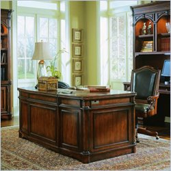 Hooker Furniture Wynterhall Leather Top Desk in Warm Brown Finish