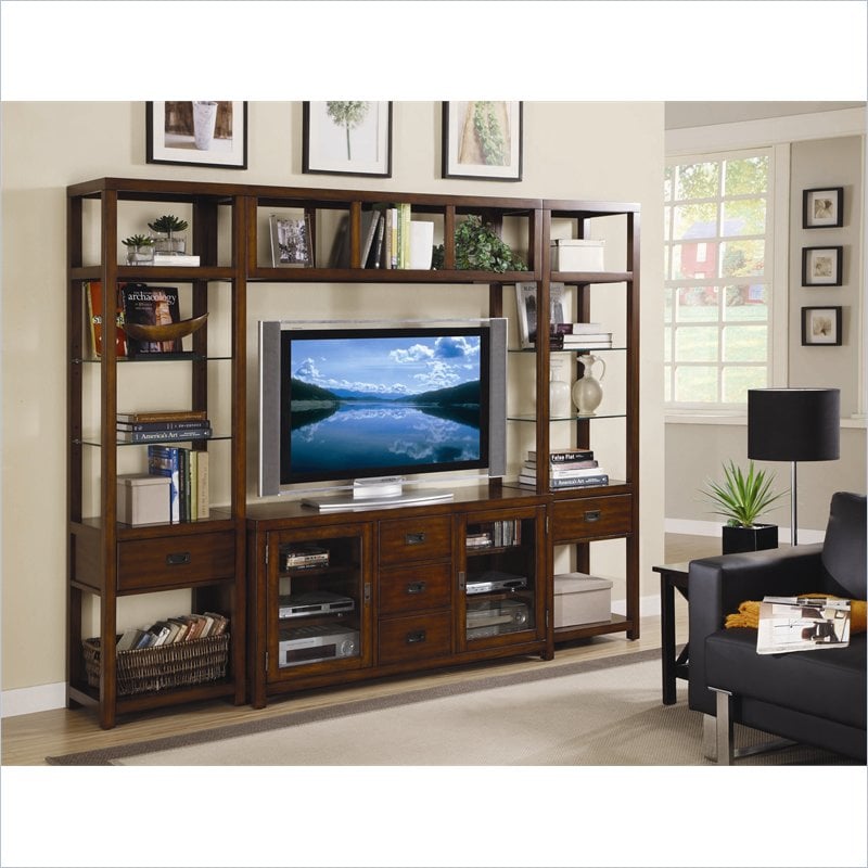 Hooker Furniture Danforth Home Theatre Wall Group w/ 56 inch Console