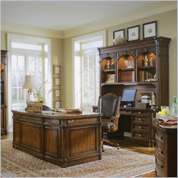 Hooker Furniture Wynterhall Leather Top Desk Set in Warm Brown