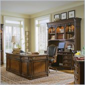 Hooker Furniture Wynterhall Leather Top Desk Set in Warm Brown