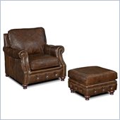 Hooker Furniture Seven Seas Chair and Ottoman in Old Saddle Cocoa