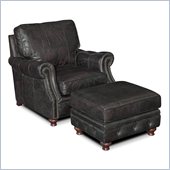 Hooker Furniture Seven Seas Chair and Ottoman in Old Saddle Black