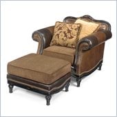 Hooker Furniture Seven Seas Chair with Ottoman in Olde English Livery