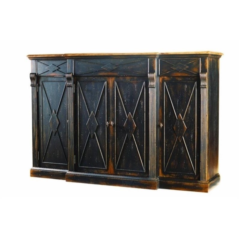 Hooker Furniture Sanctuary 4 Door 3 Drawer Credenza In Ebony And Drift
