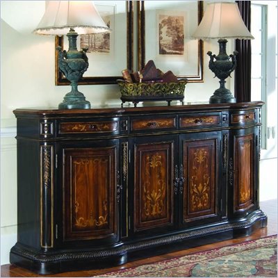 Hooker Furniture 86" Credenza in Heavy Black Gesso Finish