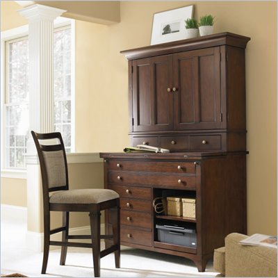 Hooker Furniture Abbott Place Hobby Station with Hutch in Warm Cherry