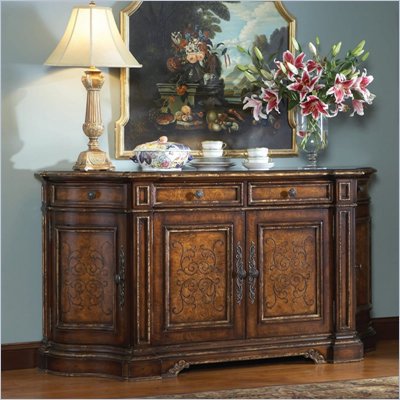 Hooker Furniture Beladora 76in Credenza in Caramel with Gold Tipping