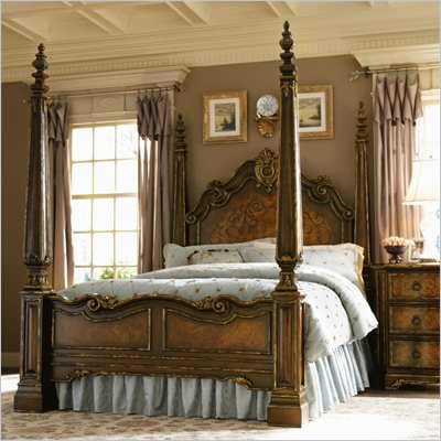 Hooker Furniture Beladora Poster Bed in Caramel with Gold Tipping