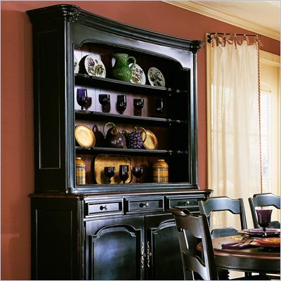 Hooker Furniture Indigo Creek Hutch in Rub-Through Black