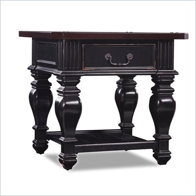 Hooker Furniture New Castle II Square Wood Top Lamp Table in Black