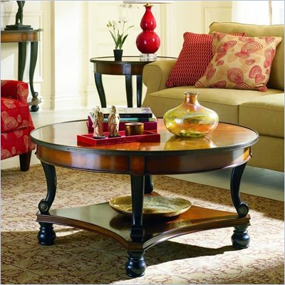 Hooker Furniture Prescott Round Cocktail Table with Brass Accent 