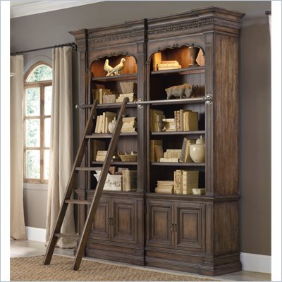 Hooker Furniture Rhapsody Double Bookcase with Ladder and Rail