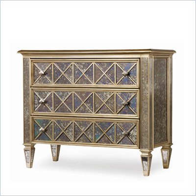 Hooker Furniture Sanctuary 3-Drawer Diamond Mirror and Gold Chest