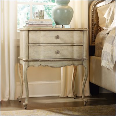 Hooker Furniture Sanctuary Two Drawer Leg Nightstand in Pearl Essence