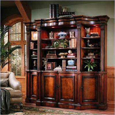 Hooker Furniture Seven Seas Shaped Bookcase in Cherry Finish