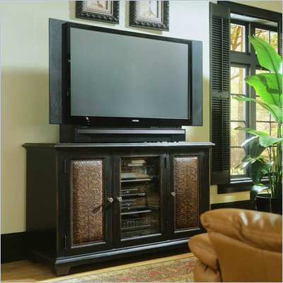 Hooker Furniture Telluride Plasma Console in Black w/ Leather Panels