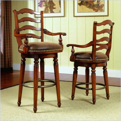 Hooker Furniture Waverly Place Ladderback Swivel Bar Stool in Cherry 