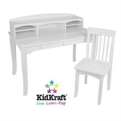 KidKraft Avalon Kids Desk with Hutch and Chair in White