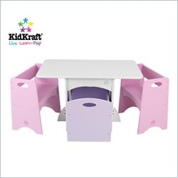 KidKraft White Table with Pastel Benches