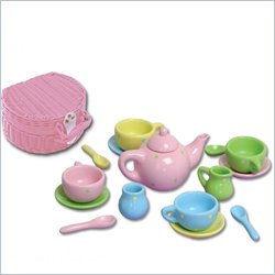 KidKraft Lil' Doll Tea Set with Pink Basket