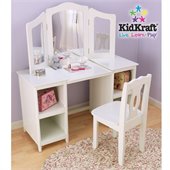 KidKraft Deluxe Wood Makeup Vanity Table with Chair and Mirror