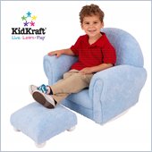 KidKraft Powder Blue Chenille Upholstered Rocker & Ottoman