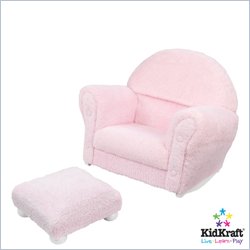 KidKraft Pink Chenille Upholstered Rocker & Ottoman with Slip Cover by Kidkraft