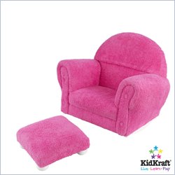 KidKraft Bubble Gum Chenille Upholstered Rocker & Ottoman with Slip Cover by Kidkraft