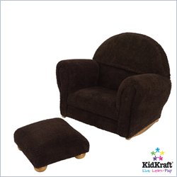 KidKraft Chocolate Chenille Upholstered Rocker & Ottoman with Slip Cover by Kidkraft