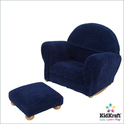 KidKraft Blueberry Chenille Upholstered Rocker & Ottoman with Slip Cover by Kidkraft
