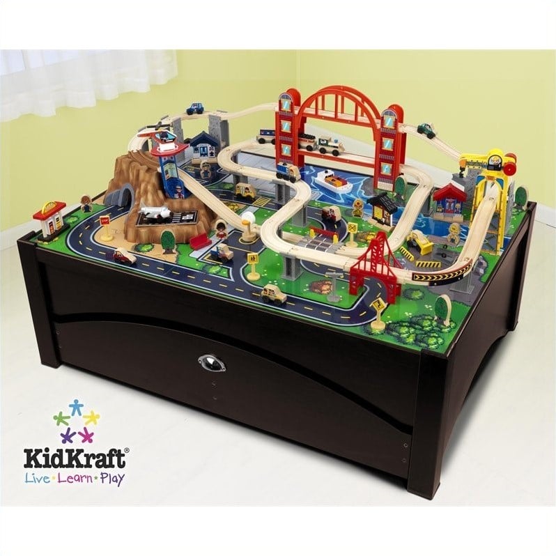 Kidkraft Metropolis Train Set Table With Trundle Drawer For