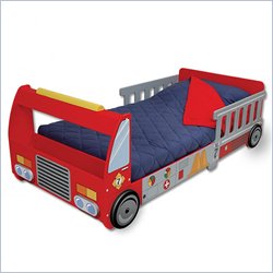 Kidkraft Firefighter Red Wood Toddler Bed 2 Piece Bedroom Set Picture