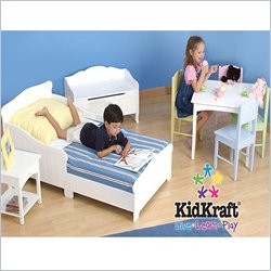 Kidkraft Nantucket White Wood Toddler Bed 2 Piece Bedroom Set Picture