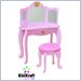 KidKraft Princess Kids Makeup Wood Vanity Table and Stool for Girls with Mirror