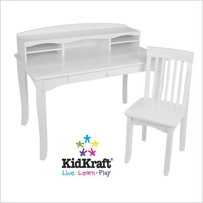 Kids Desks on Kidkraft Avalon Kids Desk With Hutch And Chair In White 26705
