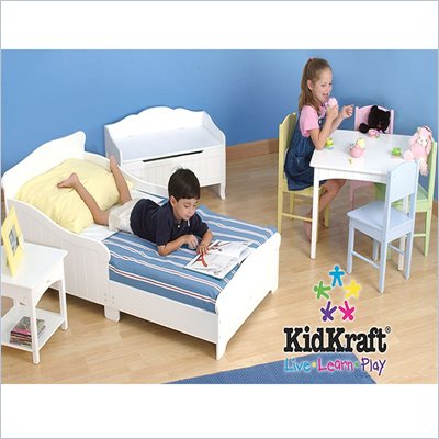 KidKraft Nantucket White Wood Toddler Bed 2 Piece Bedroom Set