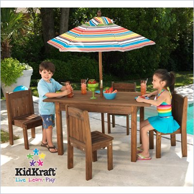 KidKraft Table and Stacking Chairs Patio Set with Striped Umbrella