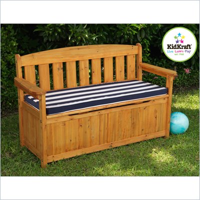 KidKraft Storage Bench with Cushion in Navy and White Stripes