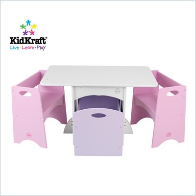 KidKraft White Table with Pastel Benches