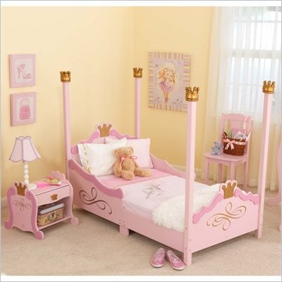 Baby Bedroom Furniture Sets on Princess Girls Pink Wood Toddler Bed 2 Piece Bedroom Set   76121 Pkg